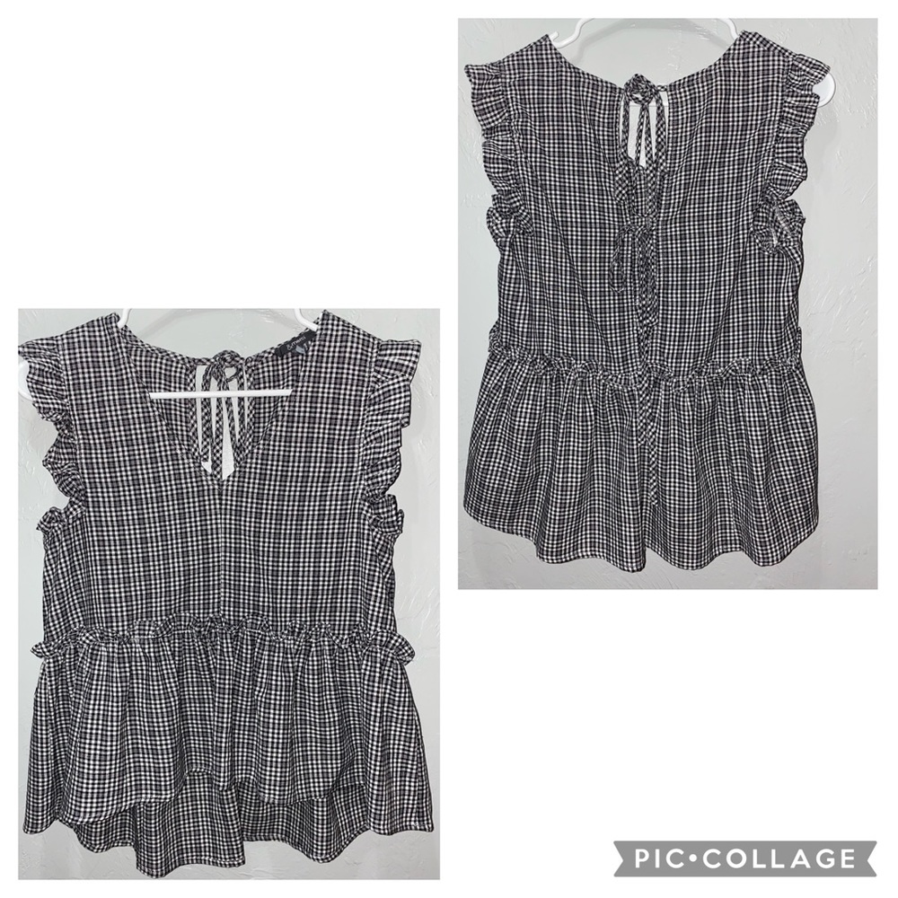 NWOT Black/White Checkered Top